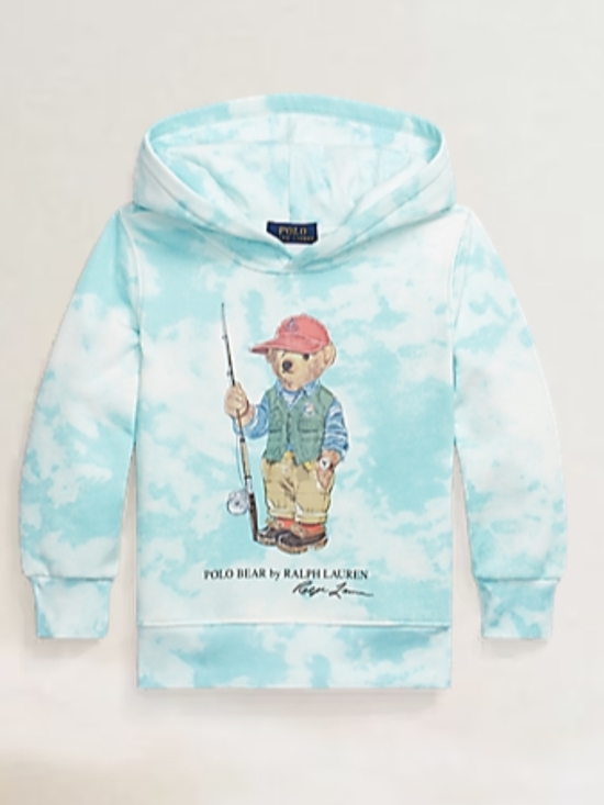 Ralph Lauren Other - Ralph Lauren Kids Polo Bear Hoodie in Light Blue and White Tie-Dye